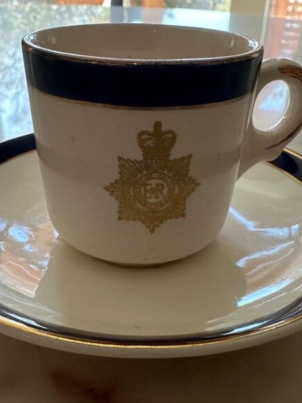 Vintage Alfred Meakin Bleu De Roi Cup & Saucer Royal Canadian Army Service Corps
